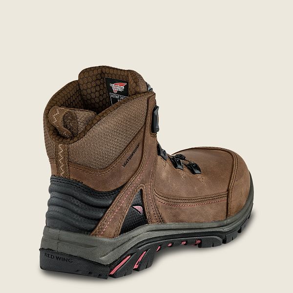 レッド ウィング(Red Wing) Tradeswoman - 6インチ防水安全つま先 ブーツ レディース ブラウン/ブラック JP61087